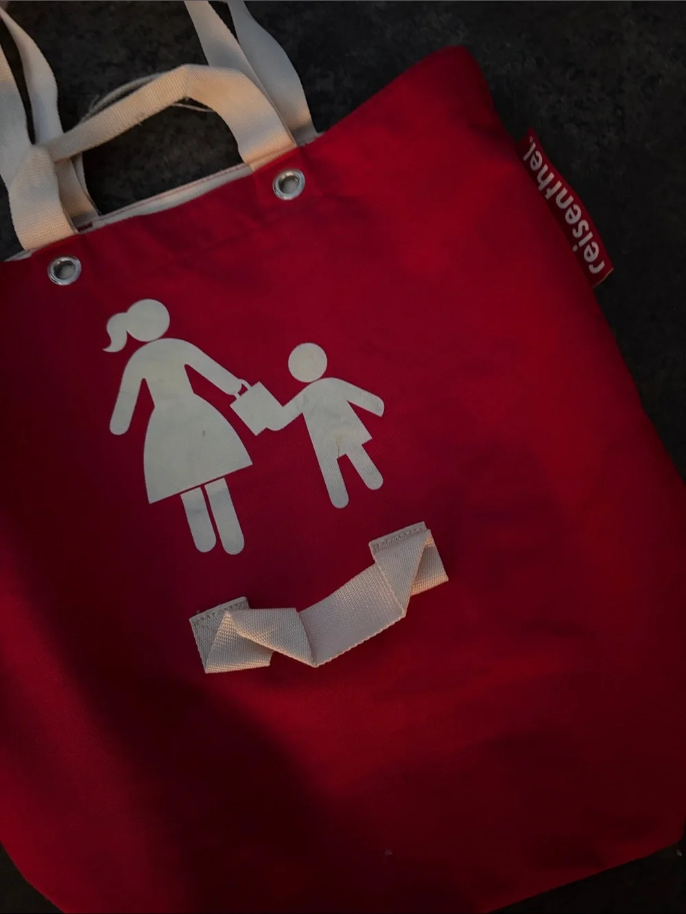 Reisenthel Motherchildbag Red Canvas Tote Bag with White Handles